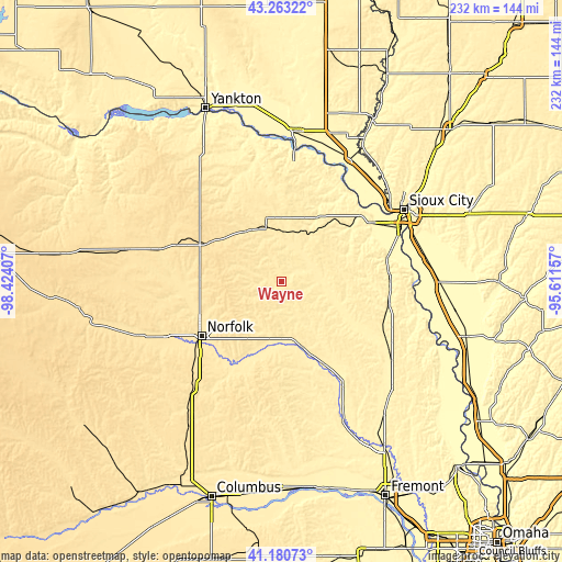 Topographic map of Wayne