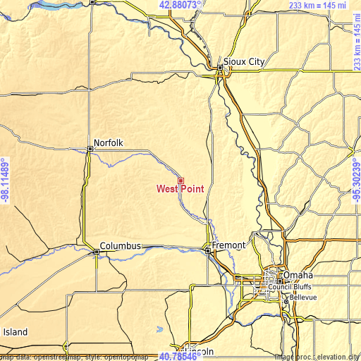 Topographic map of West Point