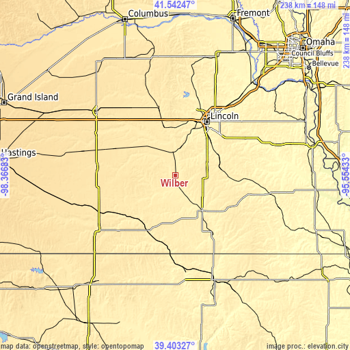 Topographic map of Wilber
