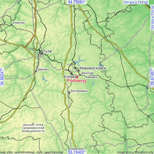 Topographic map of Podlesnyy