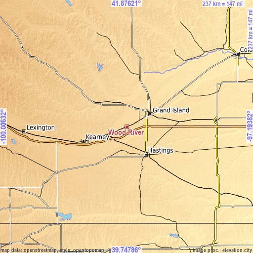 Topographic map of Wood River