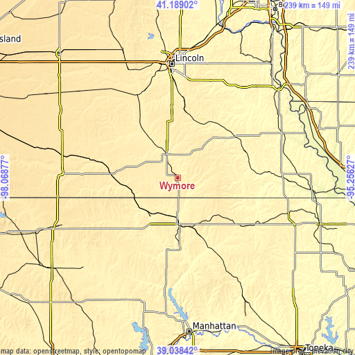 Topographic map of Wymore