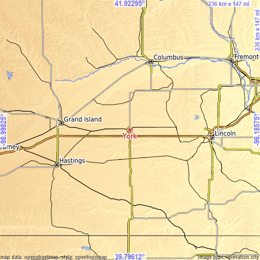 Topographic map of York