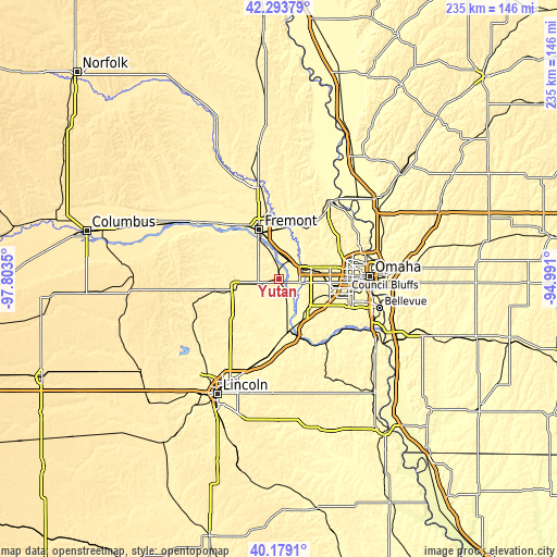 Topographic map of Yutan