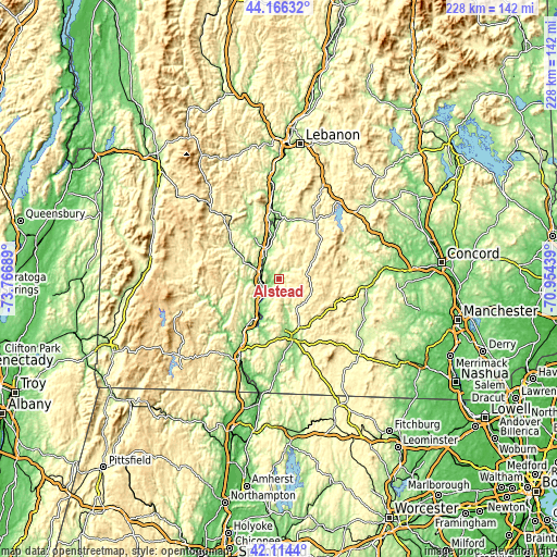 Topographic map of Alstead