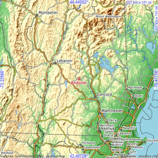 Topographic map of Andover