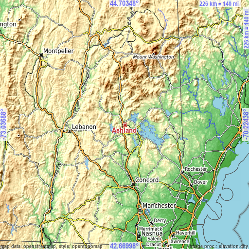 Topographic map of Ashland