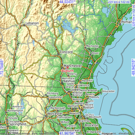 Topographic map of Auburn