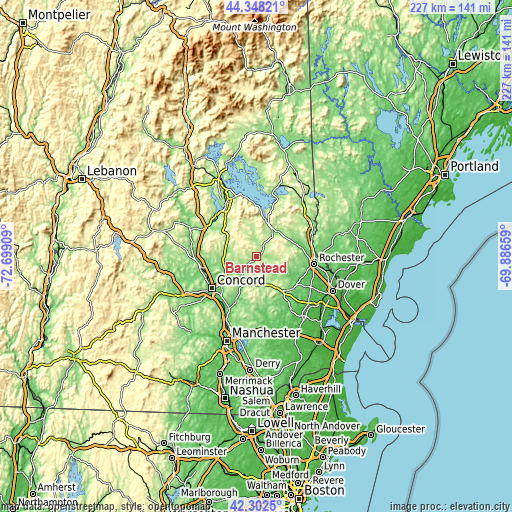 Topographic map of Barnstead