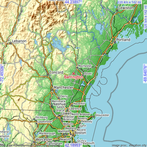 Topographic map of Barrington