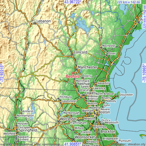 Topographic map of Bedford