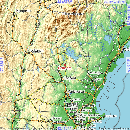 Topographic map of Belmont