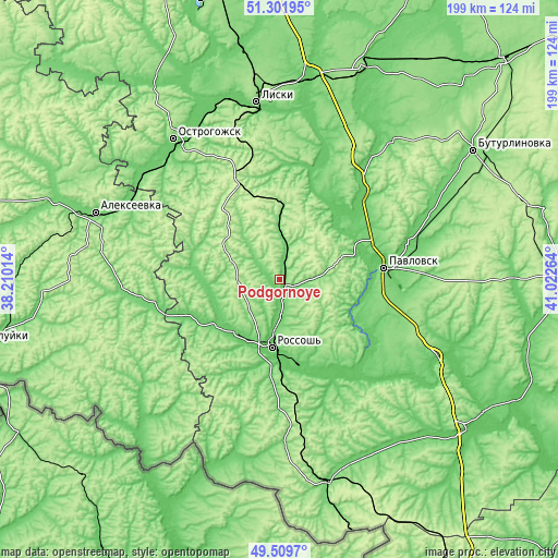 Topographic map of Podgornoye