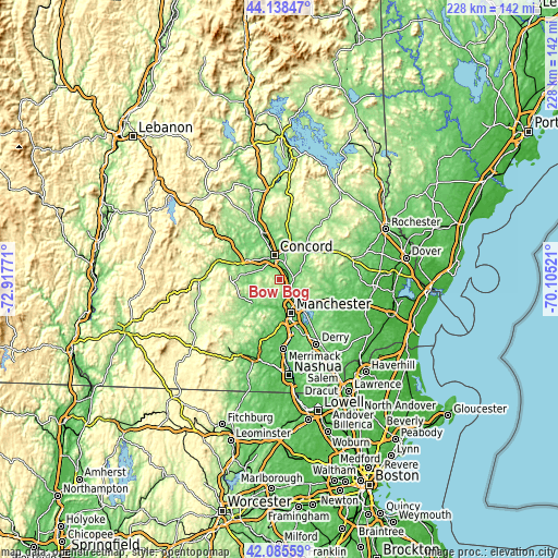 Topographic map of Bow Bog