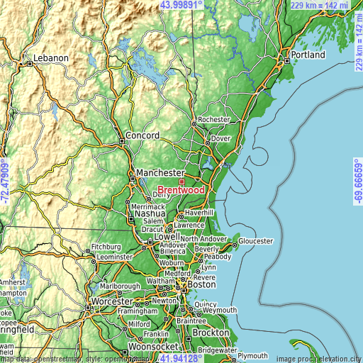 Topographic map of Brentwood