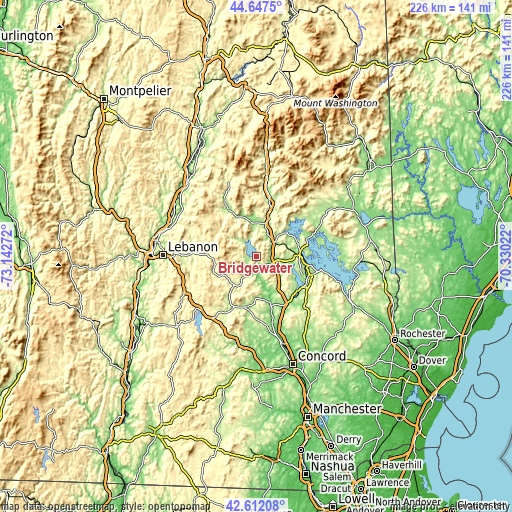 Topographic map of Bridgewater