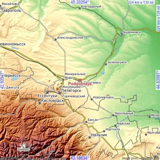 Topographic map of Podgornaya