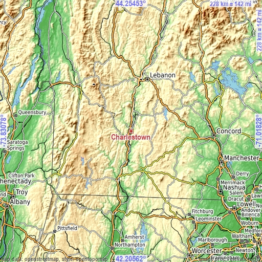 Topographic map of Charlestown