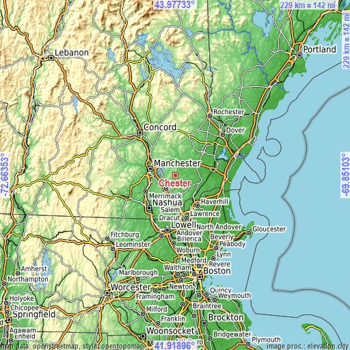 Topographic map of Chester