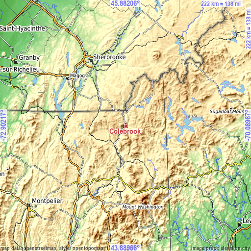 Topographic map of Colebrook