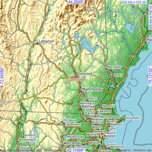 Topographic map of Concord