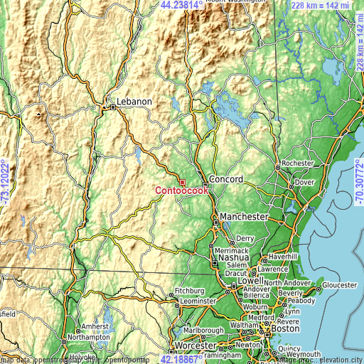 Topographic map of Contoocook