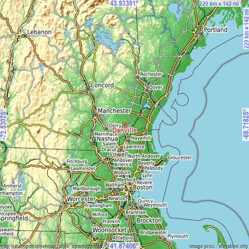 Topographic map of Danville