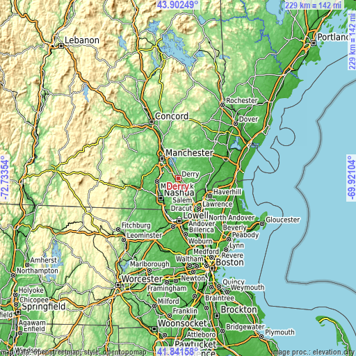 Topographic map of Derry