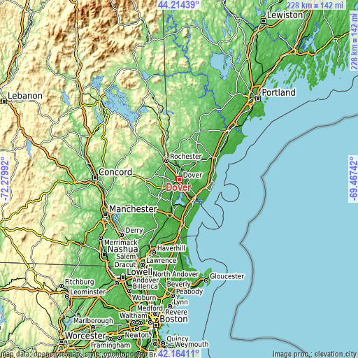 Topographic map of Dover