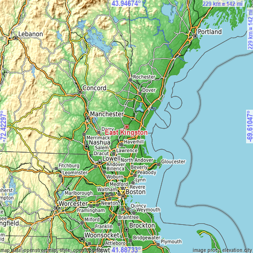 Topographic map of East Kingston