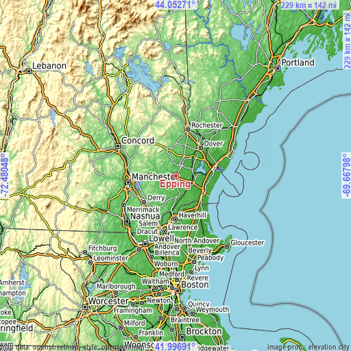 Topographic map of Epping