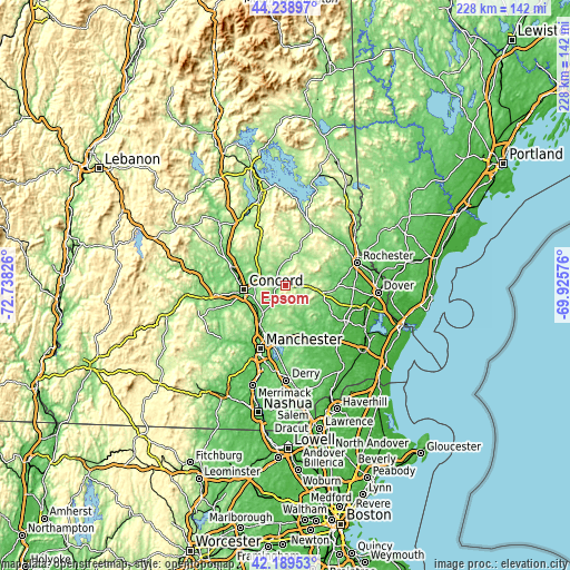 Topographic map of Epsom