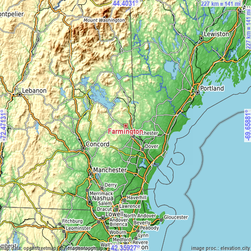 Topographic map of Farmington