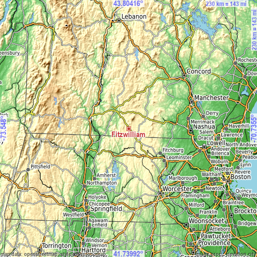 Topographic map of Fitzwilliam