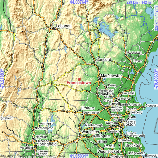 Topographic map of Francestown