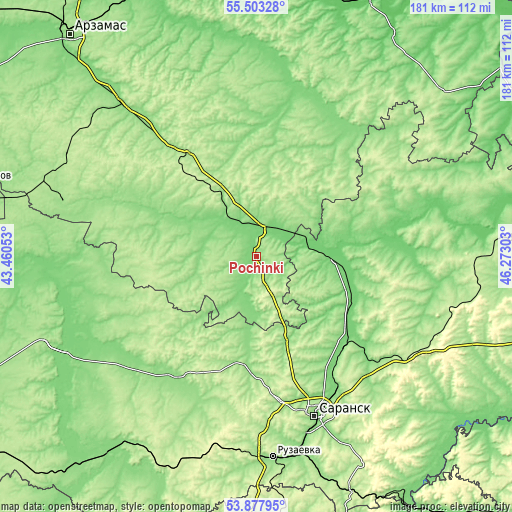 Topographic map of Pochinki