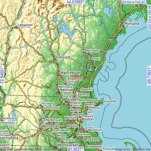 Topographic map of Fremont