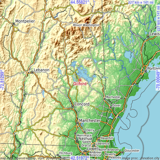 Topographic map of Gilford