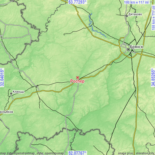 Topographic map of Pochep