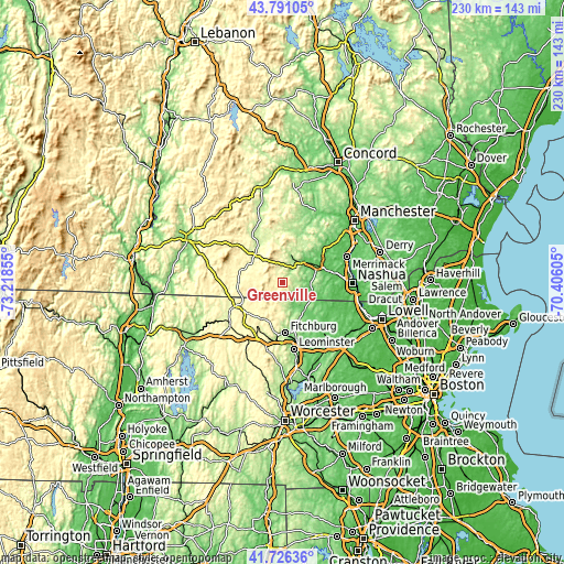 Topographic map of Greenville