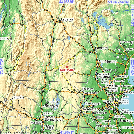 Topographic map of Harrisville