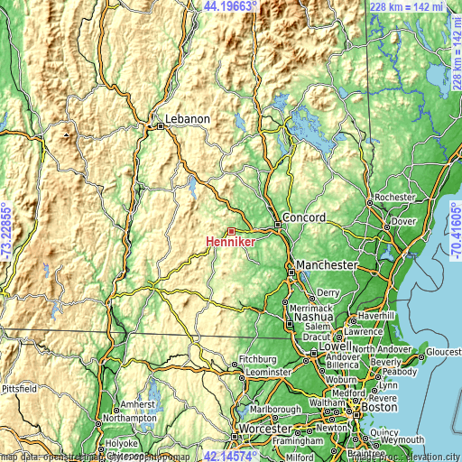 Topographic map of Henniker