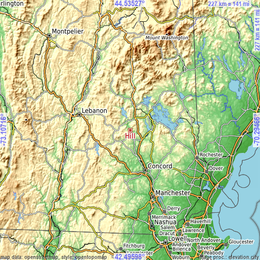 Topographic map of Hill