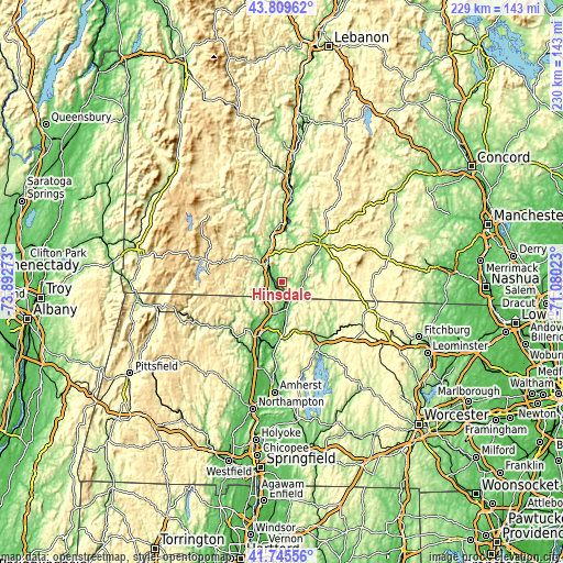 Topographic map of Hinsdale