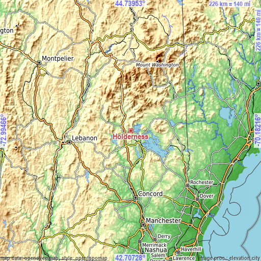 Topographic map of Holderness