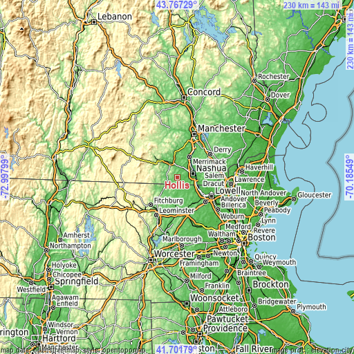 Topographic map of Hollis