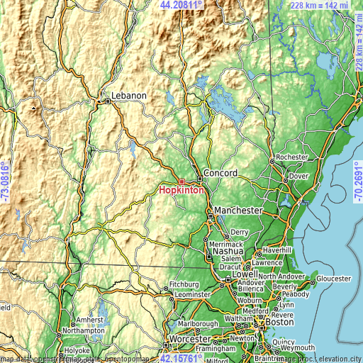 Topographic map of Hopkinton