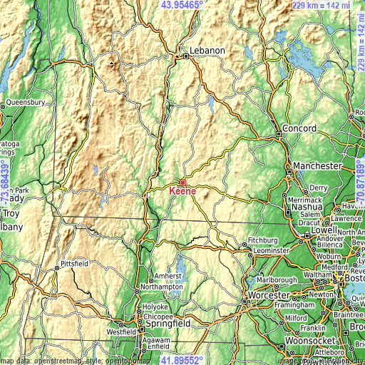 Topographic map of Keene