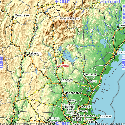 Topographic map of Laconia