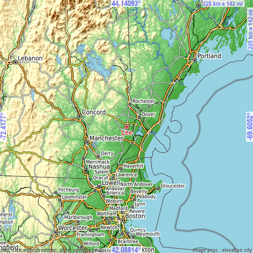 Topographic map of Lee